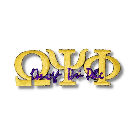 Omega Psi Phi ΩΨΦ Signature Greek Letters Embroidered PatchGold-Betty's Promos Plus Greek Paraphernalia
