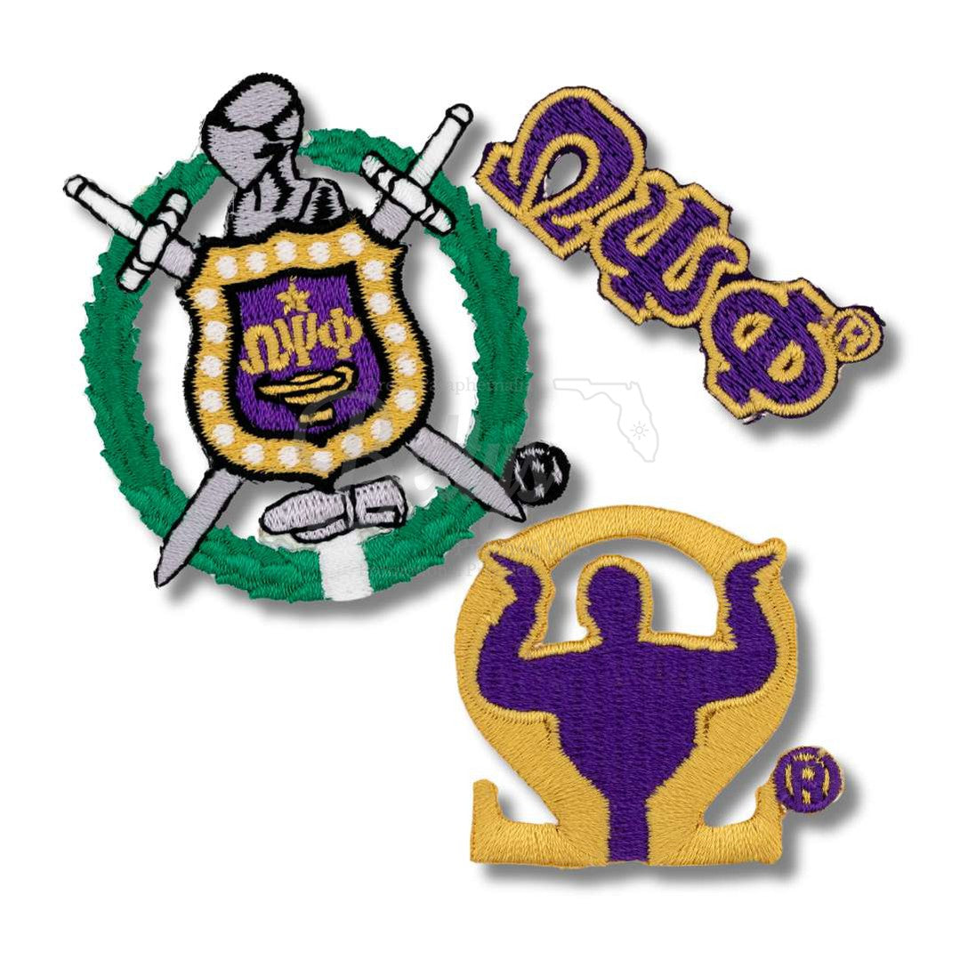 Omega Psi Phi ΩΨΦ Stick-On Embroidered Patch Set of 3 PatchesPack #1-Betty's Promos Plus Greek Paraphernalia