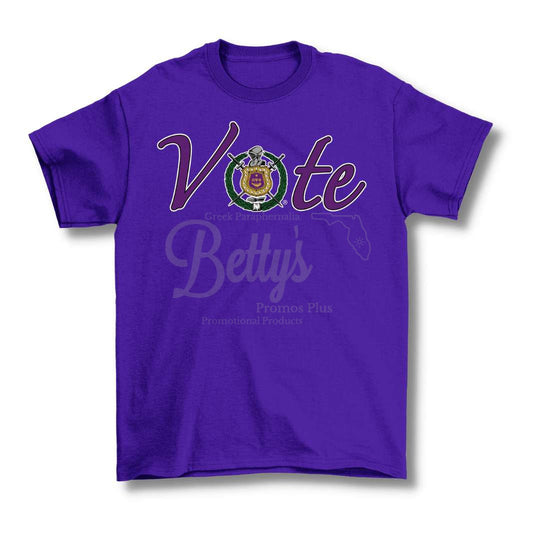 Omega Psi Phi ΩΨΦ VOTE Screen Printed T-Shirt-Betty's Promos Plus Greek Paraphernalia