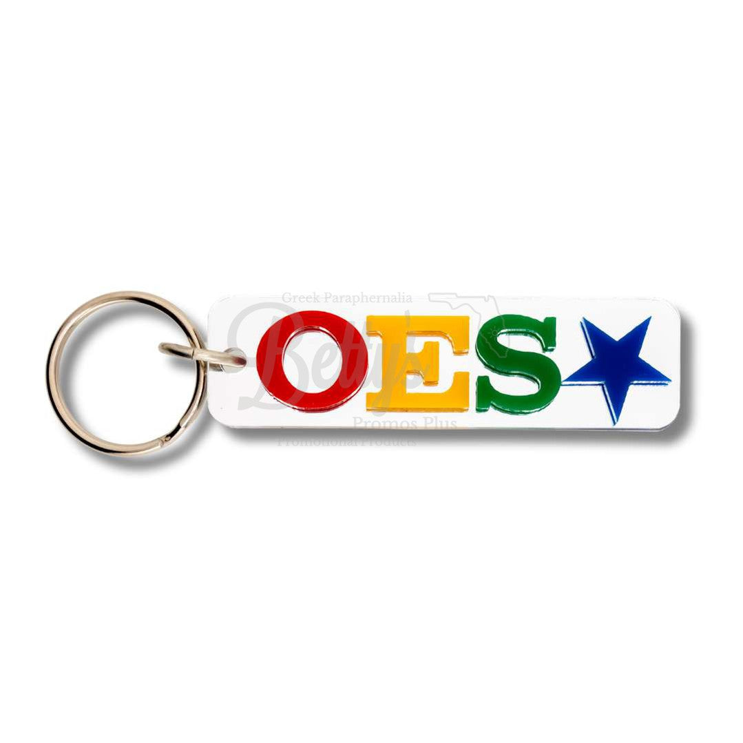 Order of Eastern Star OES Horizontal Acrylic KeychainSilver-Betty's Promos Plus Greek Paraphernalia