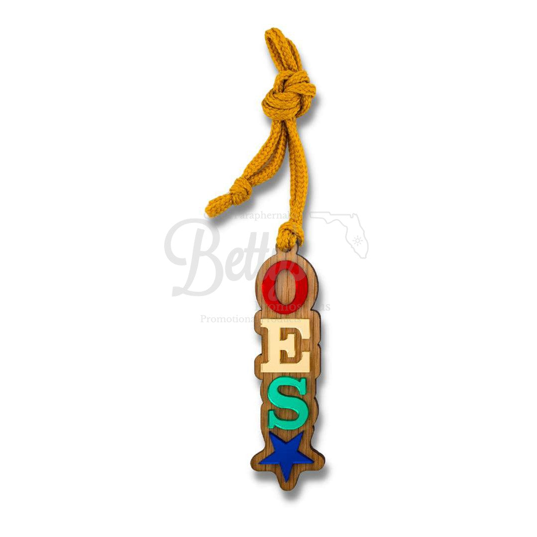 Order of Eastern Star OES Wood with Acrylic Mirror Letters Tiki NecklaceWood-Betty's Promos Plus Greek Paraphernalia