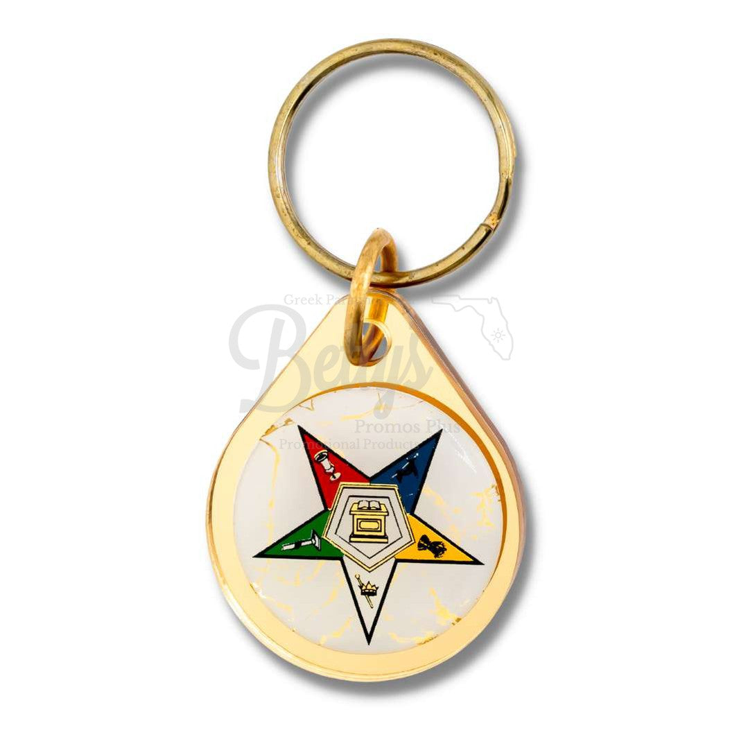Order of Eastern Star Shield Circular Acrylic KeychainGold-Betty's Promos Plus Greek Paraphernalia