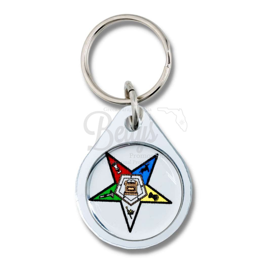 Order of Eastern Star Shield Circular Acrylic KeychainSilver-Betty's Promos Plus Greek Paraphernalia