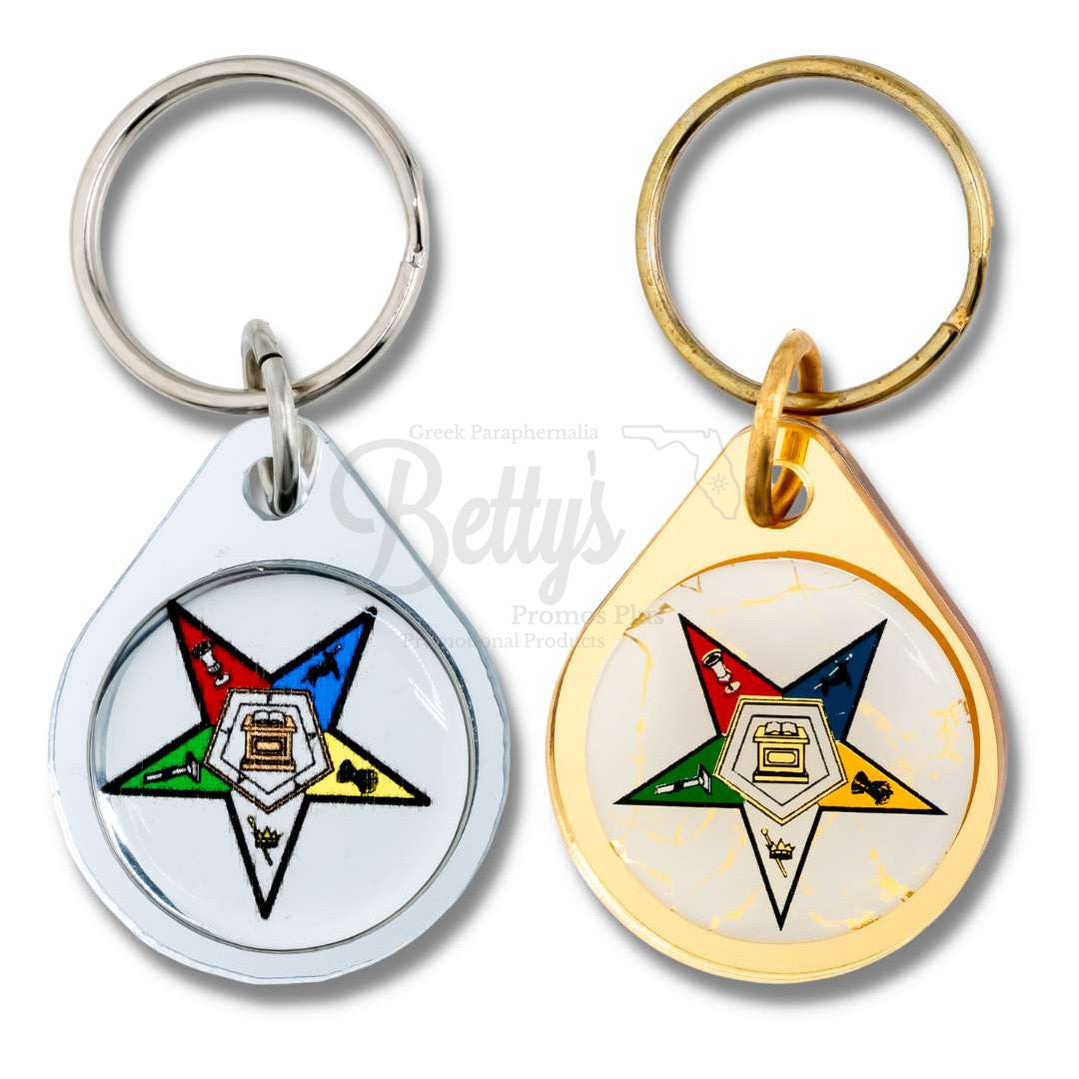 Order of Eastern Star Shield Circular Acrylic Keychain-Betty's Promos Plus Greek Paraphernalia