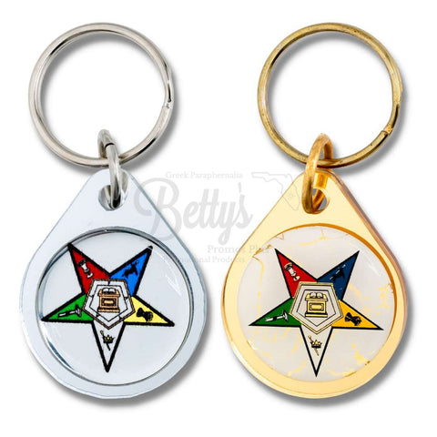 Order of Eastern Star Shield Circular Acrylic Keychain-Betty's Promos Plus Greek Paraphernalia