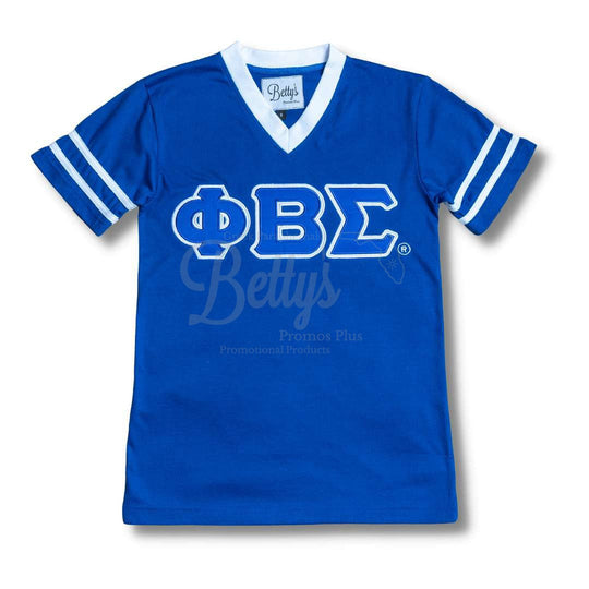 Phi Beta Sigma Double Stitched Appliqué Embroidered Jersey T-ShirtBlue-Small-Betty's Promos Plus Greek Paraphernalia