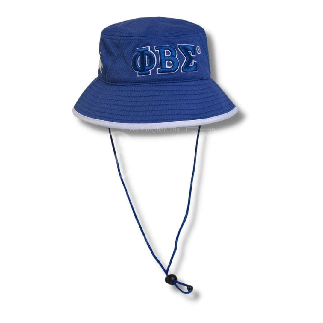 Phi Beta Sigma Mesh Flex Fit ΦΒΣ Greek Letters Embroidered Bucket Hat with DrawstringBlue-Betty's Promos Plus Greek Paraphernalia