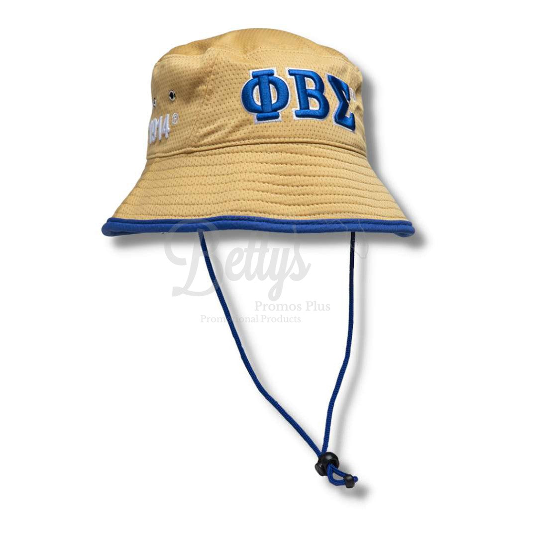 Phi Beta Sigma Mesh Flex Fit ΦΒΣ Greek Letters Embroidered Bucket Hat with DrawstringKhaki-Betty's Promos Plus Greek Paraphernalia