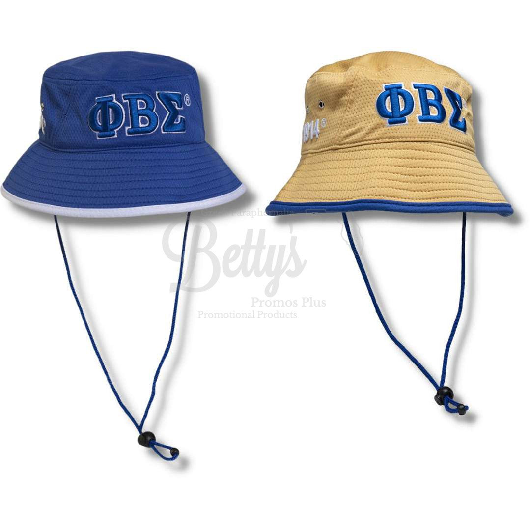 Phi Beta Sigma Mesh Flex Fit ΦΒΣ Greek Letters Embroidered Bucket Hat with Drawstring-Betty's Promos Plus Greek Paraphernalia