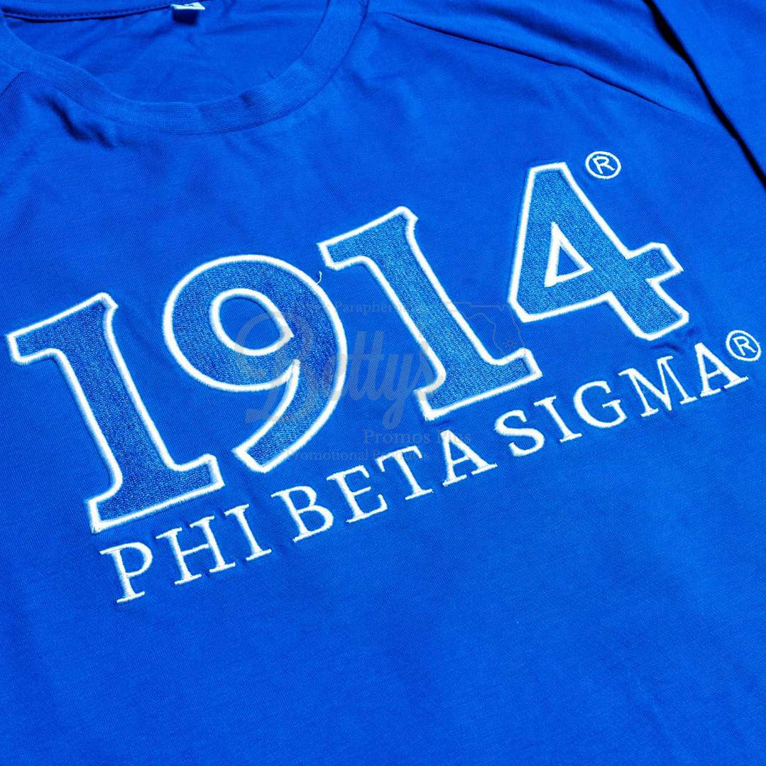 Phi Beta Sigma ΦΒΣ 1914 Embroidered Long Sleeve T-Shirt-Betty's Promos Plus Greek Paraphernalia