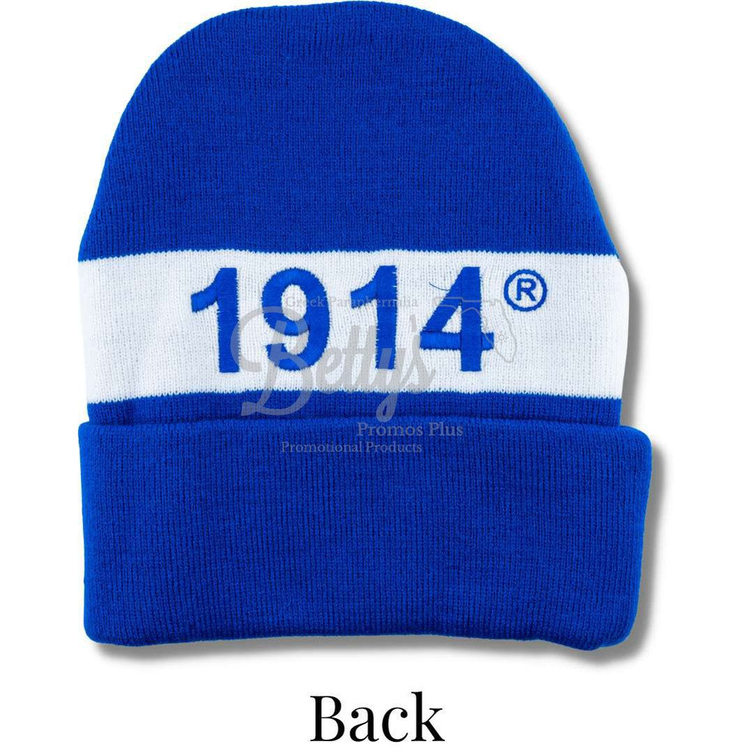 Phi Beta Sigma ΦΒΣ 1914 Embroidered Shield Knit Crest BeanieBlue-Betty's Promos Plus Greek Paraphernalia