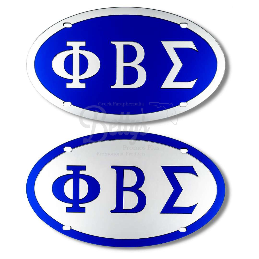 Phi Beta Sigma ΦΒΣ No Trim Acrylic Mirror Laser Engraved Oval Auto Tag License Plate-Betty's Promos Plus Greek Paraphernalia