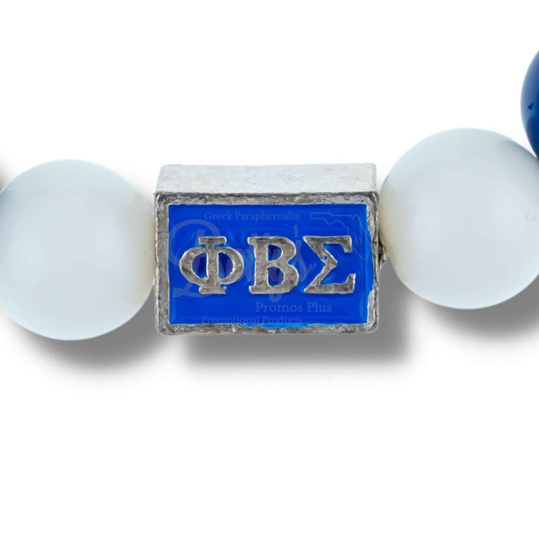 Phi Beta Sigma ΦΒΣ Blue & White Beaded BraceletBlue-Betty's Promos Plus Greek Paraphernalia