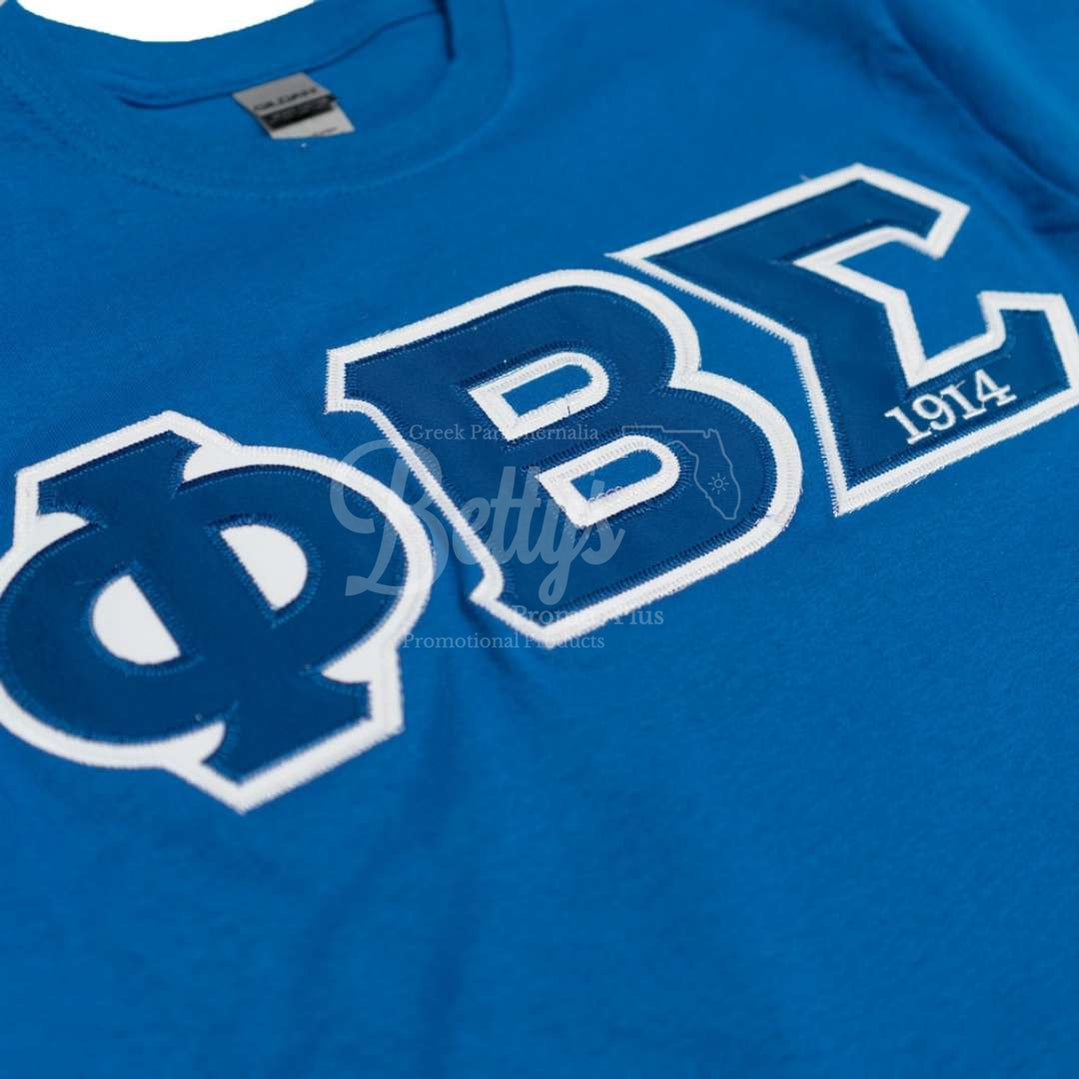 Phi Beta Sigma ΦΒΣ Double Stitched Appliqué Embroidered Greek Letter Line T-Shirt-Betty's Promos Plus Greek Paraphernalia