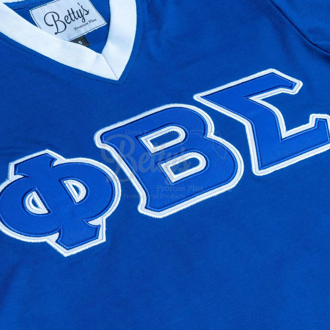 Phi Beta Sigma ΦΒΣ Double Stitched Appliqué Embroidered Jersey T-Shirt-Betty's Promos Plus Greek Paraphernalia