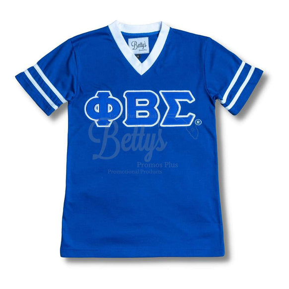 Phi Beta Sigma ΦΒΣ Double Stitched Appliqué Embroidered Jersey T-ShirtBlue-Small-Betty's Promos Plus Greek Paraphernalia