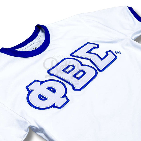 Phi Beta Sigma ΦΒΣ Double Stitched Embroidered Ringer T-Shirt-Betty's Promos Plus Greek Paraphernalia