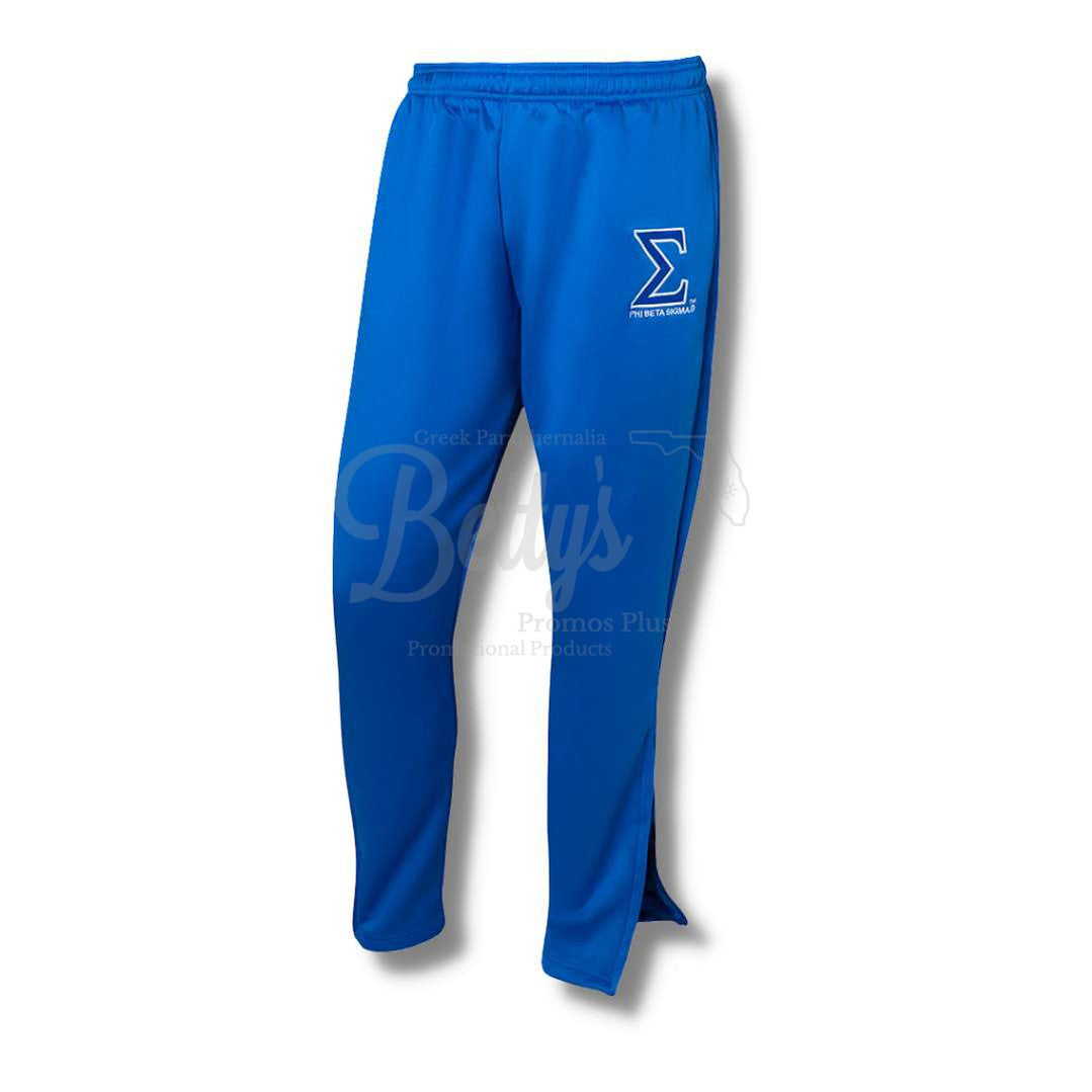 Phi Beta Sigma ΦΒΣ Elite Jogger Pants with Zippered Leg OpeningBlue-Small-Betty's Promos Plus Greek Paraphernalia