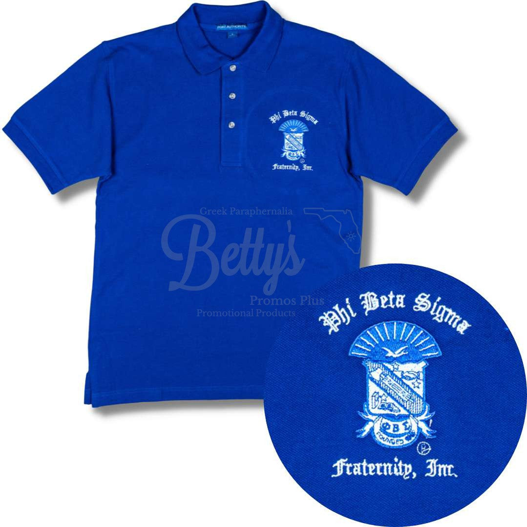 Phi Beta Sigma ΦΒΣ Embroidered Polo ShirtPique-Blue-Small-Betty's Promos Plus Greek Paraphernalia
