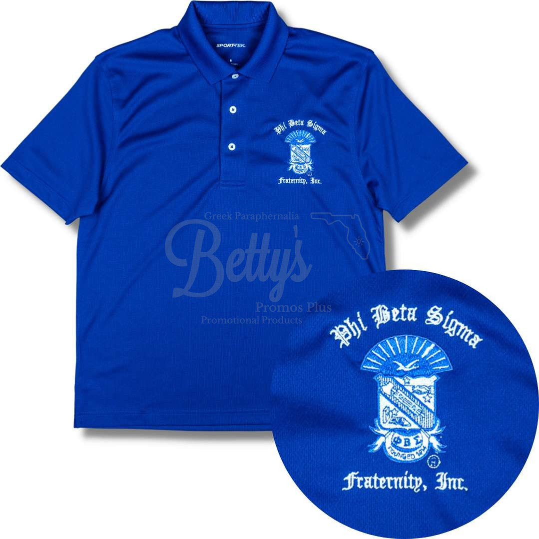 Phi Beta Sigma ΦΒΣ Embroidered Polo ShirtDry Fit-Blue-Small-Betty's Promos Plus Greek Paraphernalia