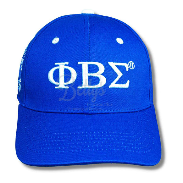 Phi Beta Sigma ΦΒΣ Embroidered Shield Baseball CapBlue-Betty's Promos Plus Greek Paraphernalia