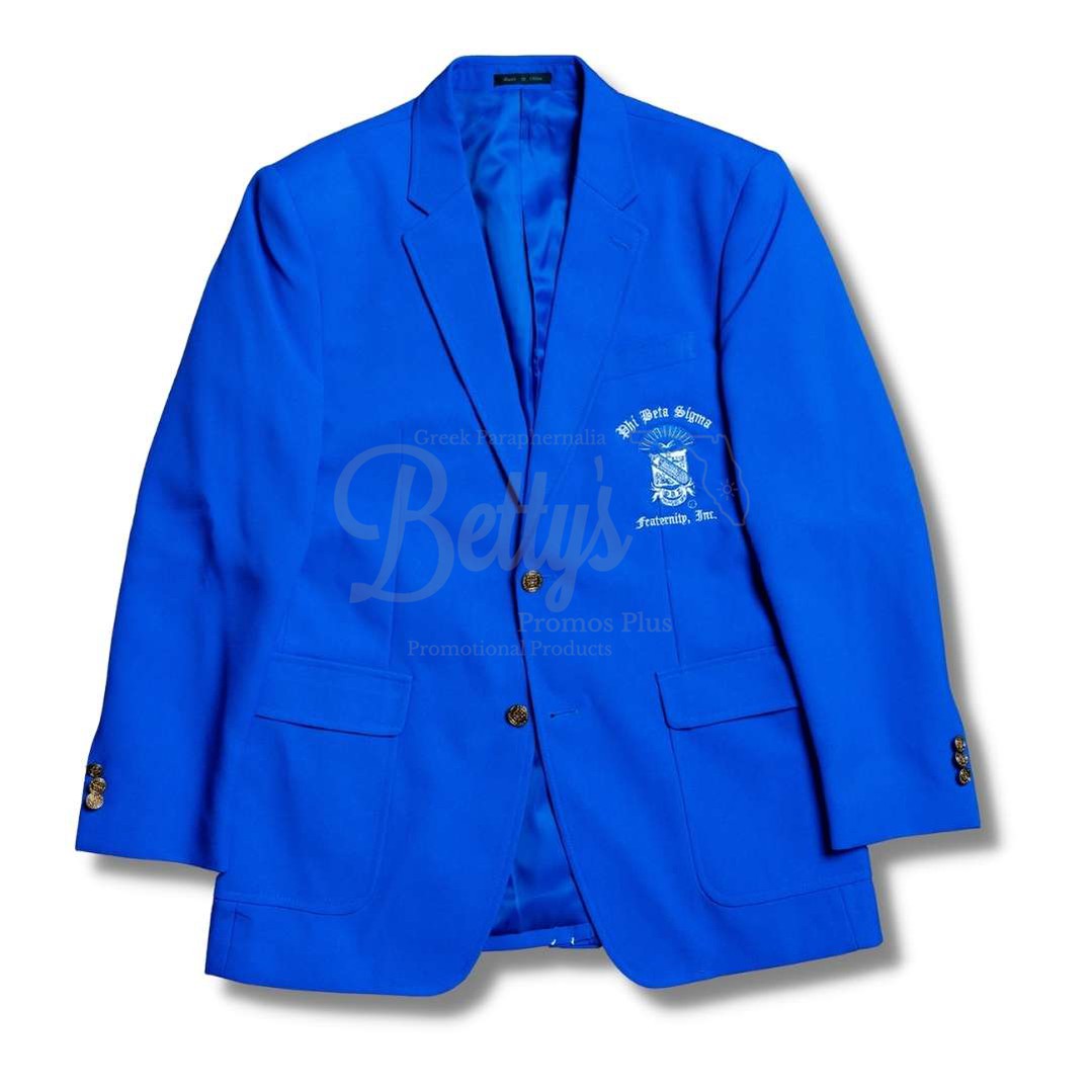 Phi Beta Sigma ΦΒΣ Embroidered Shield Crest Blazer Sport Coat-Betty's Promos Plus Greek Paraphernalia