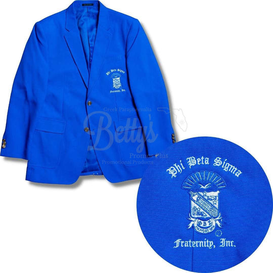 Phi Beta Sigma ΦΒΣ Embroidered Shield Crest Blazer Sport Coat-Betty's Promos Plus Greek Paraphernalia