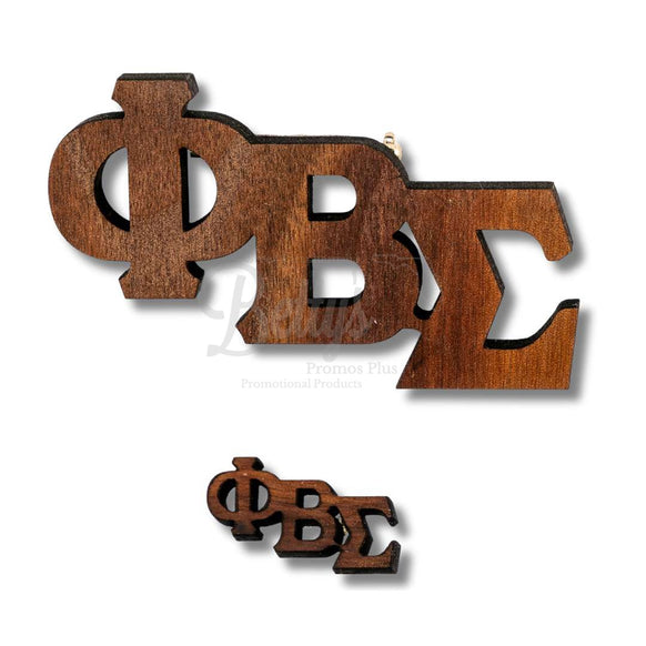 Phi Beta Sigma ΦΒΣ Greek Letters Wooden Lapel Pin-Betty's Promos Plus Greek Paraphernalia