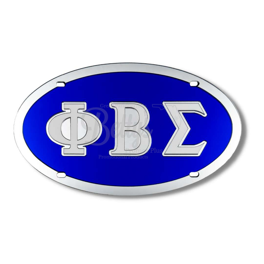 Phi Beta Sigma ΦΒΣ Laser Engraved Mirrored Acrylic Auto Tag License PlateBlue Background-Silver Trim-Betty's Promos Plus Greek Paraphernalia