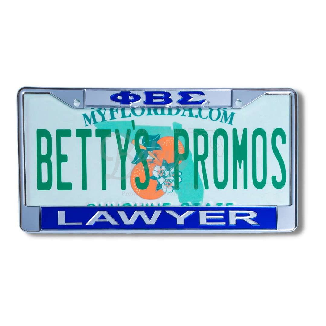 Phi Beta Sigma ΦΒΣ Lawyer Acrylic Mirror Metal Laser Engraved Auto Tag License Plate FrameSilver Top-Blue Bottom-Betty's Promos Plus Greek Paraphernalia