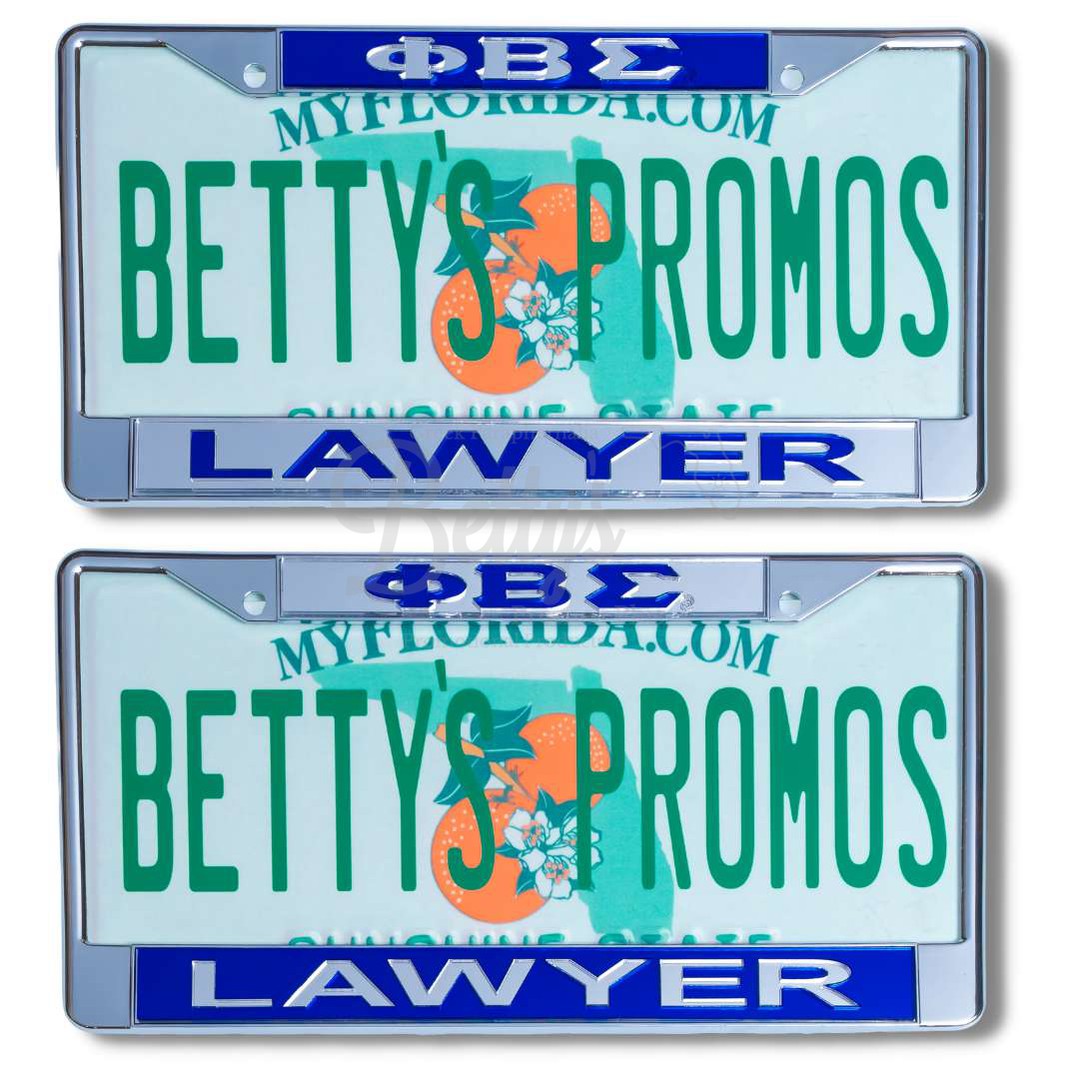 Phi Beta Sigma ΦΒΣ Lawyer Acrylic Mirror Metal Laser Engraved Auto Tag License Plate Frame-Betty's Promos Plus Greek Paraphernalia