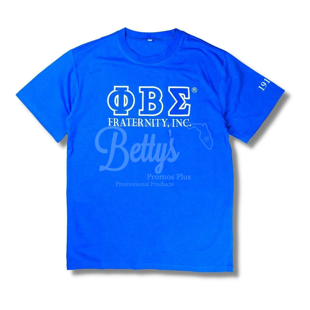 Phi Beta Sigma ΦΒΣ Luxury Embroidered T-Shirt with 1914 SleeveBlue-Small-Betty's Promos Plus Greek Paraphernalia