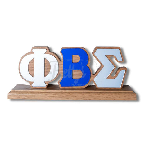 Phi Beta Sigma ΦΒΣ Mirrored Letters Wooden Desk OrnamentBlue-Betty's Promos Plus Greek Paraphernalia