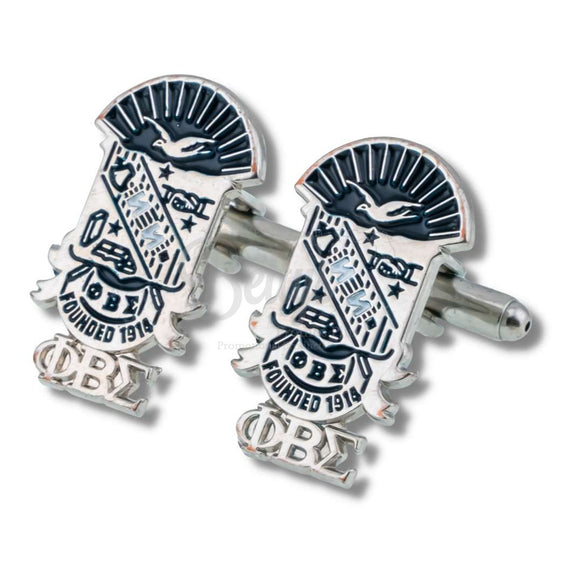 Phi Beta Sigma ΦΒΣ Shield Cuff LinksSilver-Betty's Promos Plus Greek Paraphernalia