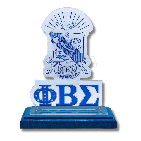 Phi Beta Sigma ΦΒΣ Shield Desk Ornament PlaqueBlue Base-Betty's Promos Plus Greek Paraphernalia
