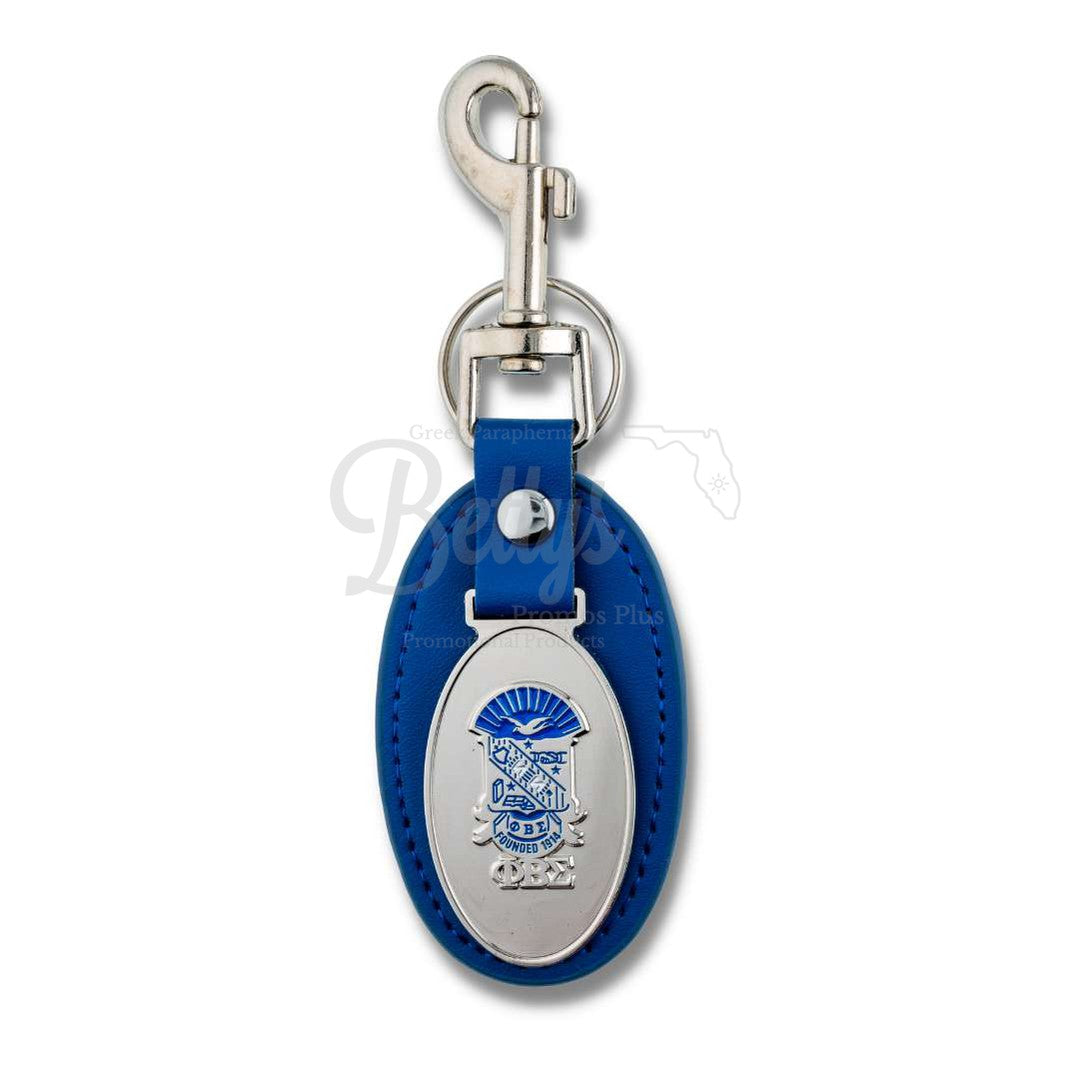 Phi Beta Sigma ΦΒΣ Shield Leather Keychain Key Fob KeyfobBlue-Betty's Promos Plus Greek Paraphernalia