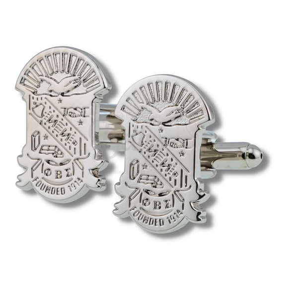 Phi Beta Sigma ΦΒΣ Shield Sandblasted Cuff LinksSilver-Betty's Promos Plus Greek Paraphernalia