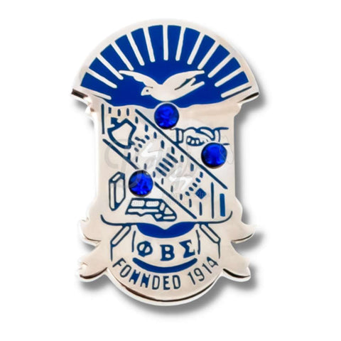 Phi Beta Sigma ΦΒΣ "Shield with Blue Stones" Greek Lapel PinSilver-Shield with Stones-Betty's Promos Plus Greek Paraphernalia