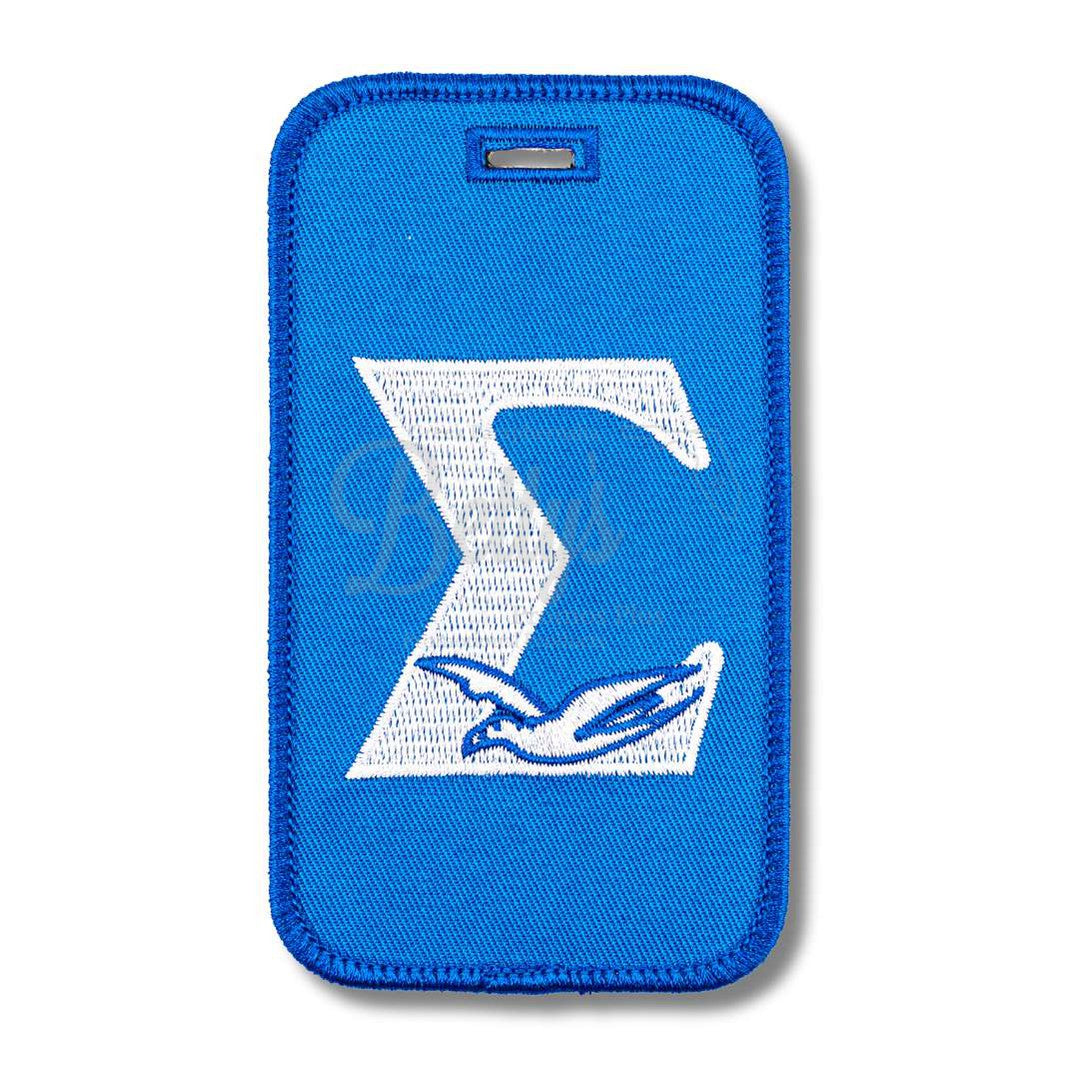 Phi Beta Sigma ΦΒΣ Sigma with Dove Embroidered Luggage TagBlue-Betty's Promos Plus Greek Paraphernalia