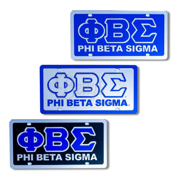 Phi Beta Sigma ΦΒΣ with Phi Beta Sigma Acrylic Mirror Laser Engraved Auto Tag License Plate-Betty's Promos Plus Greek Paraphernalia