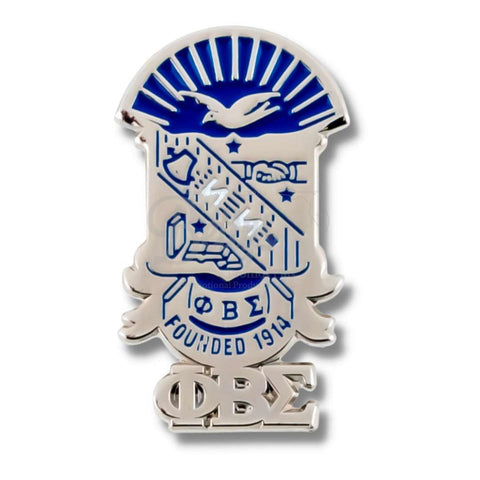 Phi Beta Sigma "Silver Shield with ΦΒΣ Letters" Greek Lapel PinSilver-Betty's Promos Plus Greek Paraphernalia