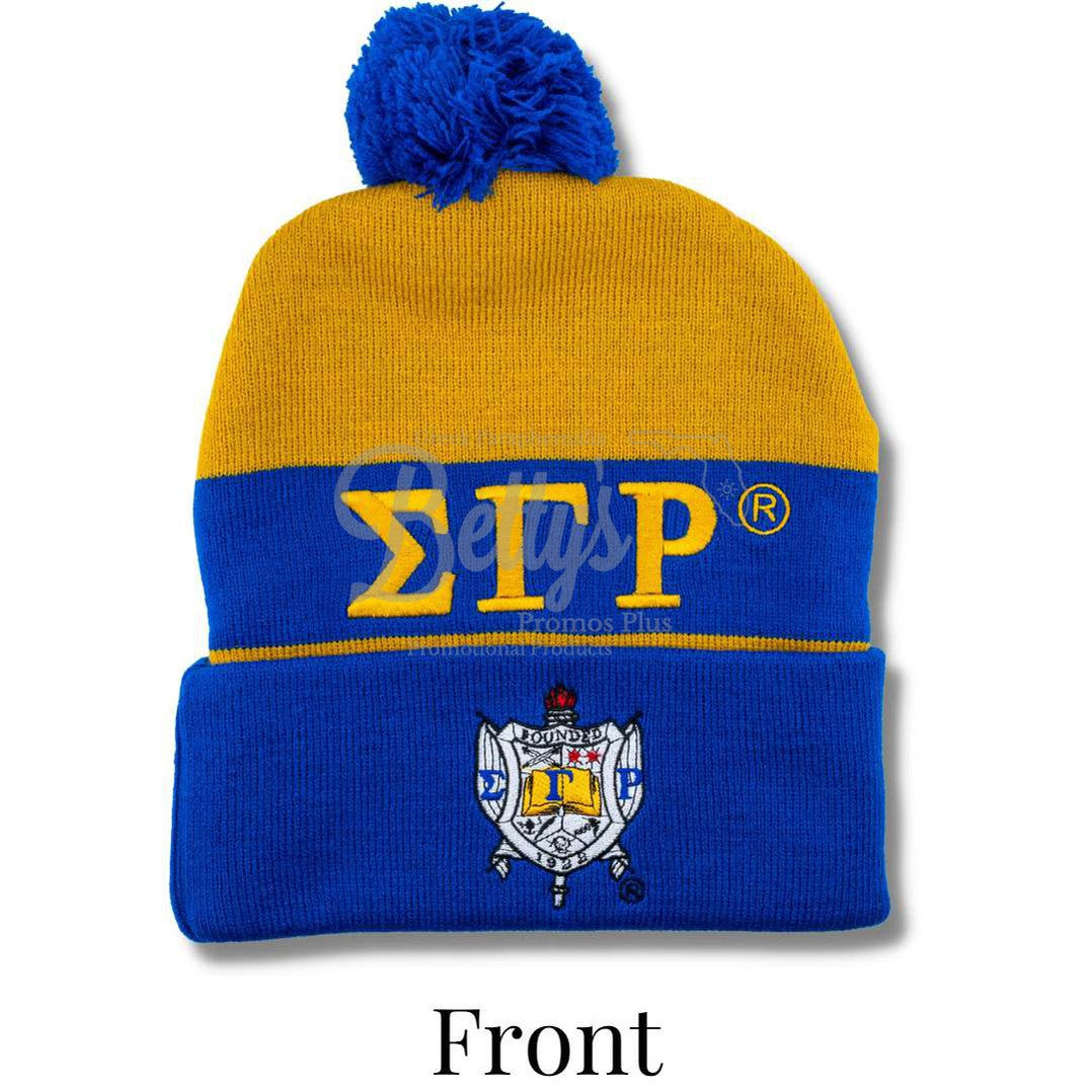 Sigma Gamma Rho ΣΓΡ 1922 Embroidered Shield Knit Crest BeanieBlue-Betty's Promos Plus Greek Paraphernalia