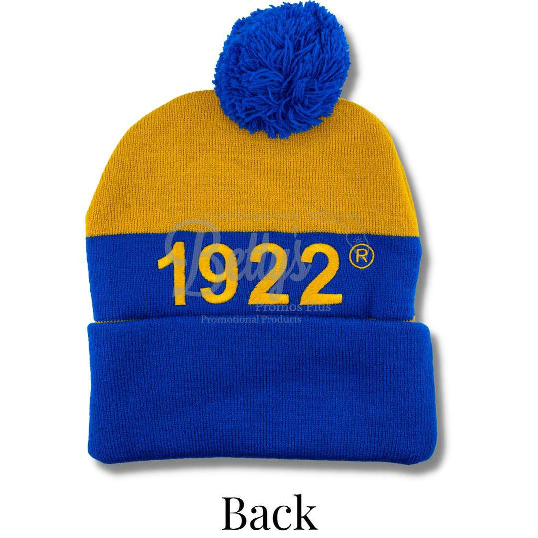 Sigma Gamma Rho ΣΓΡ 1922 Embroidered Shield Knit Crest BeanieBlue-Betty's Promos Plus Greek Paraphernalia