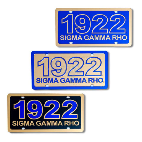 Sigma Gamma Rho ΣΓΡ 1922 with Sigma Gamma Rho Acrylic Laser Engraved Auto Tag Car License Plate-Betty's Promos Plus Greek Paraphernalia