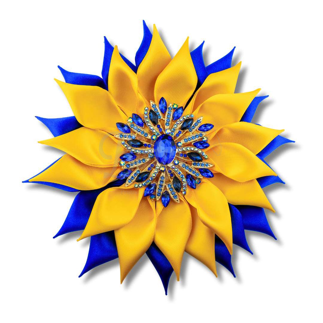 Sigma Gamma Rho ΣΓΡ Blue Gemstones Silk Flower BroochLarge - 6