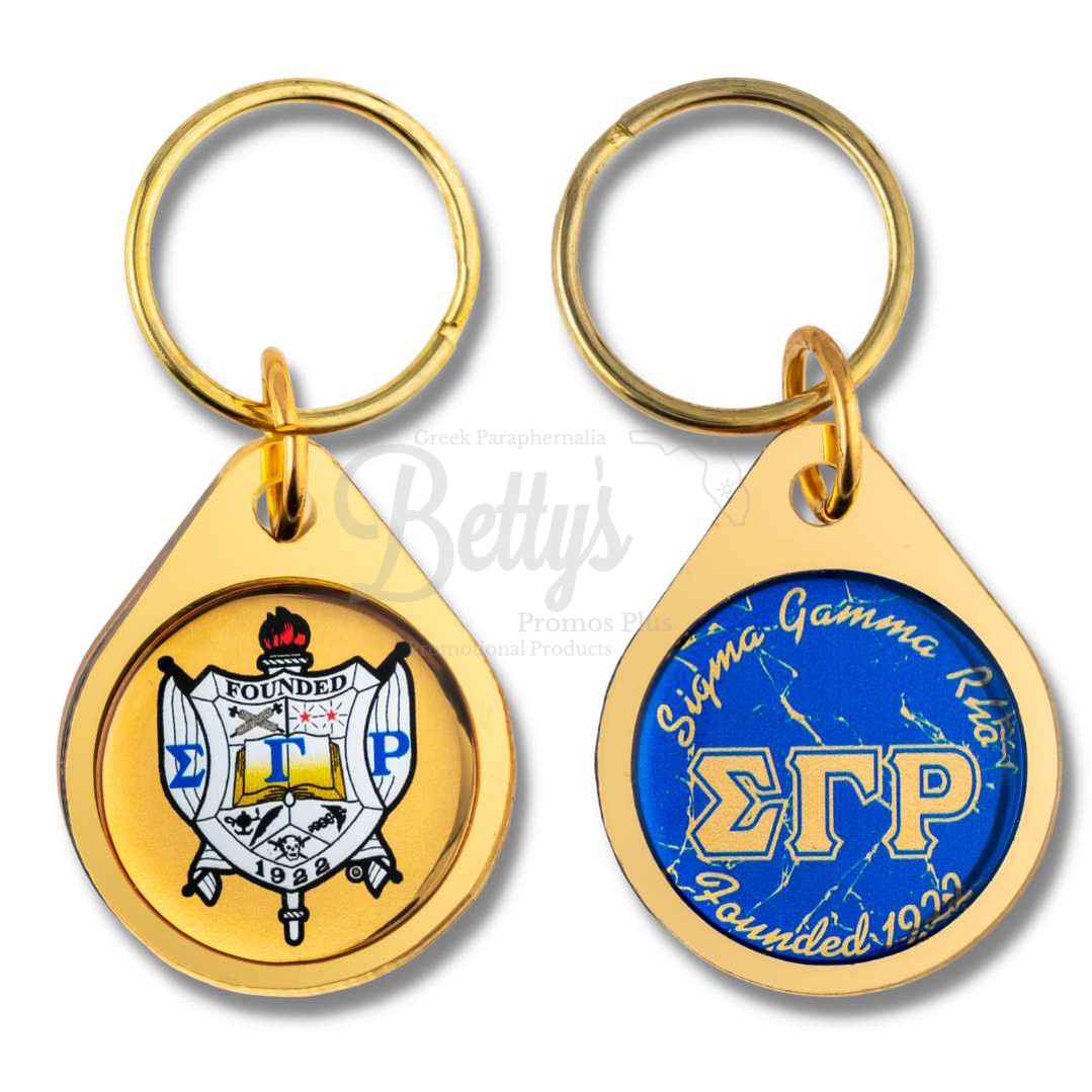 Sigma Gamma Rho ΣΓΡ Circular Acrylic Keychain with Shield or Greek Letters-Betty's Promos Plus Greek Paraphernalia