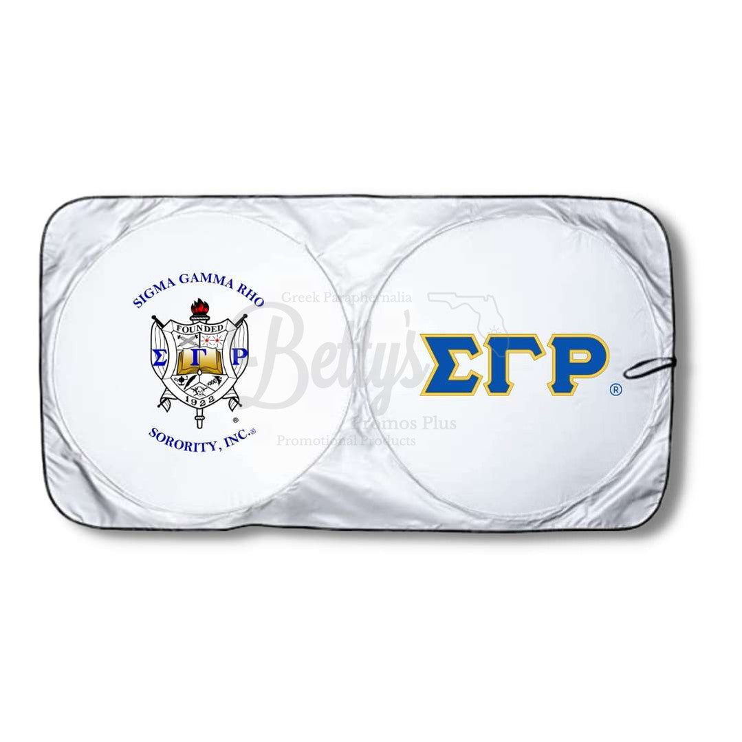 Sigma Gamma Rho ΣΓΡ Collapsible Car Sun Shade with PouchBlue-Betty's Promos Plus Greek Paraphernalia