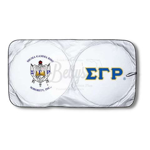 Sigma Gamma Rho ΣΓΡ Collapsible Car Sun Shade with PouchBlue-Betty's Promos Plus Greek Paraphernalia