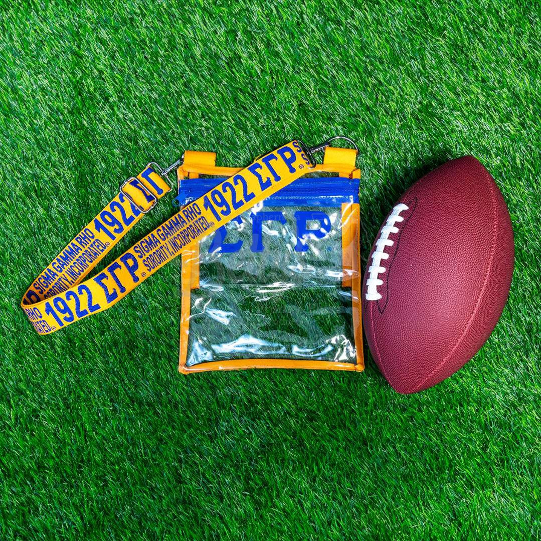 Sigma Gamma Rho ΣΓΡ Cross Body Clear Stadium BagGold-Betty's Promos Plus Greek Paraphernalia