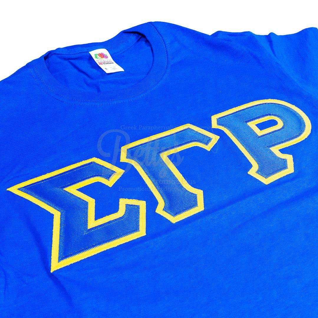 Sigma Gamma Rho ΣΓΡ Double Stitched Appliqué Embroidered Greek Letter Line T-Shirt-Betty's Promos Plus Greek Paraphernalia